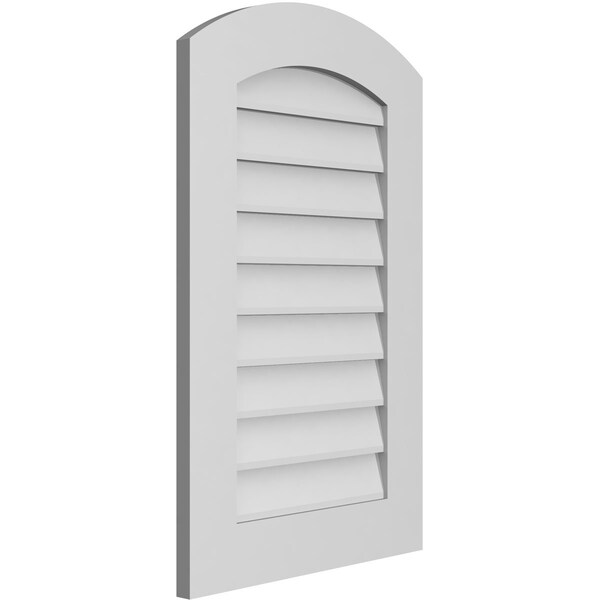 Ekena Millwork Arch Top Surface Mount PVC Gable Vent: Functional, w/ 3-1/2"W x 1"P Standard Frame, 20"W x 32"H - GVPAR20X3201SF