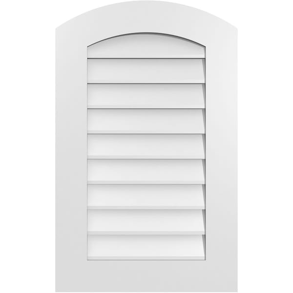 Ekena Millwork Arch Top Surface Mount PVC Gable Vent: Functional, w/ 3-1/2"W x 1"P Standard Frame, 20"W x 32"H - GVPAR20X3201SF