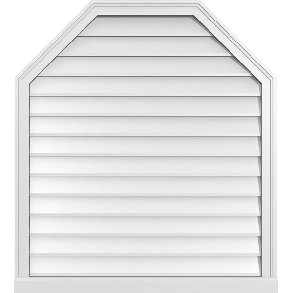 Ekena Millwork Octagonal Top Surface Mount PVC Gable Vent w/ 2"W x 2"P Brickmould Sill Frame, 36"W x 40"H - GVPOT36X4003SN