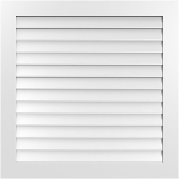 Ekena Millwork Vertical Surface Mount PVC Gable Vent: Non-Functional, w/3-1/2"W x 1"H, Standard Frame, 40"W x 40"H - GVPVE40X4001SN
