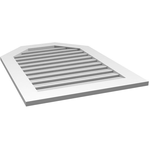 Ekena Millwork Octagonal Top Surface Mount PVC Gable Vent: Functional, w/ 3-1/2"W x 1"P Standard Frame, 28"W x 38"H - GVPOT28X3801SF
