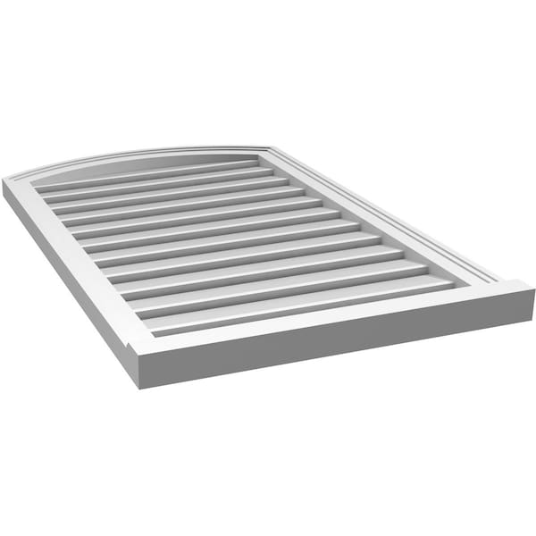 Ekena Millwork Arch Top Surface Mount PVC Gable Vent w/ 2"W x 2"P Brickmould Sill Frame, 24"W x 36"H - GVPAR24X3603SN