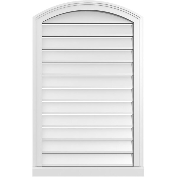 Ekena Millwork Arch Top Surface Mount PVC Gable Vent w/ 2"W x 2"P Brickmould Sill Frame, 24"W x 36"H - GVPAR24X3603SN