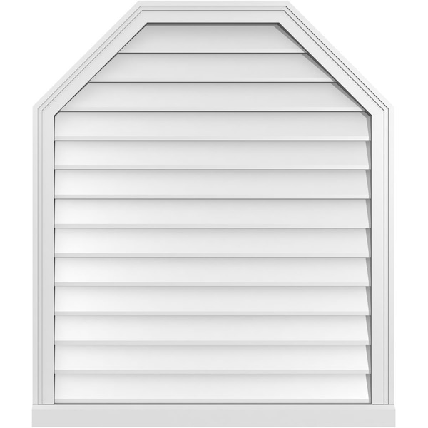 Ekena Millwork Octagonal Top Surface Mount PVC Gable Vent w/ 2"W x 2"P Brickmould Sill Frame, 34"W x 40"H - GVPOT34X4003SN