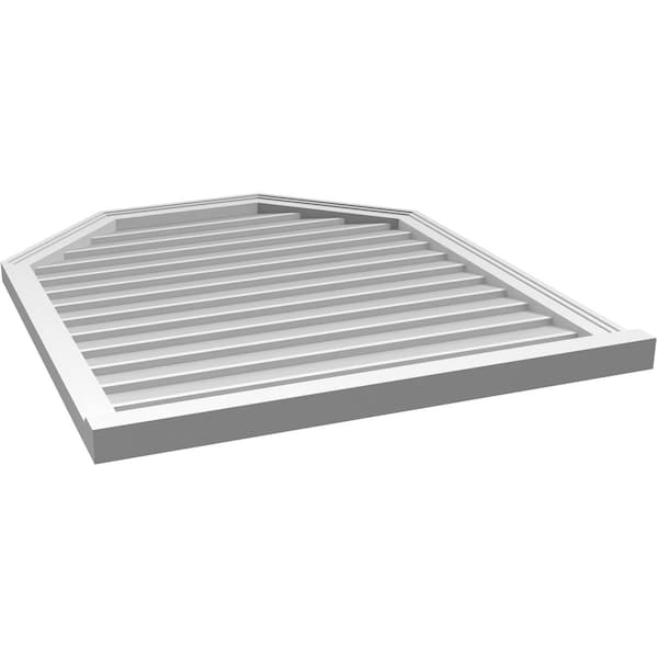 Ekena Millwork Octagonal Top Surface Mount PVC Gable Vent w/ 2"W x 2"P Brickmould Sill Frame, 34"W x 40"H - GVPOT34X4003SN