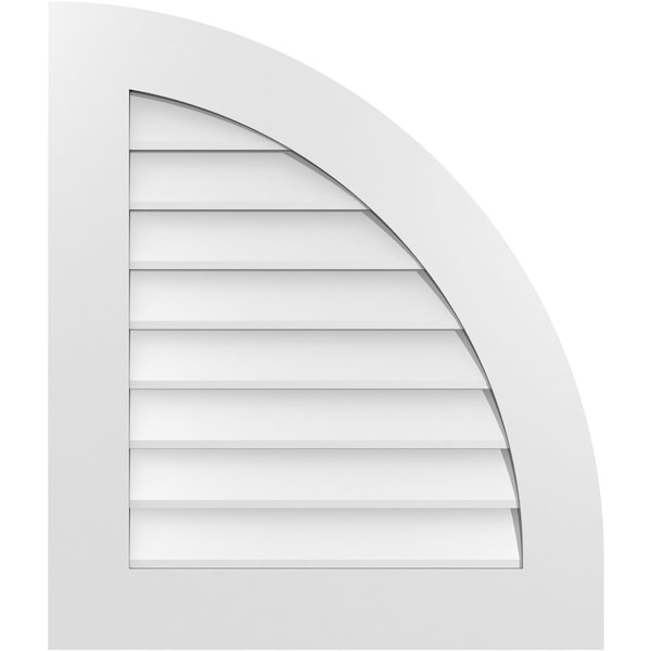 Ekena Millwork Quarter Round Top Right Surface Mount PVC Gable Vent w/ 3-1/2"W x 1"P Standard Frame, 24"W x 28"H - GVPQR24X2801SN