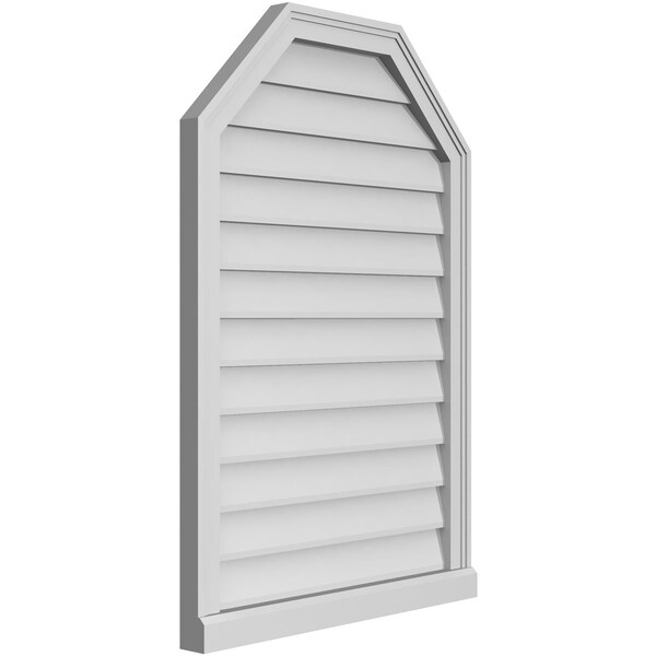 Ekena Millwork Octagonal Top Surface Mount PVC Gable Vent w/ 2"W x 2"P Brickmould Sill Frame, 26"W x 38"H - GVPOT26X3803SN