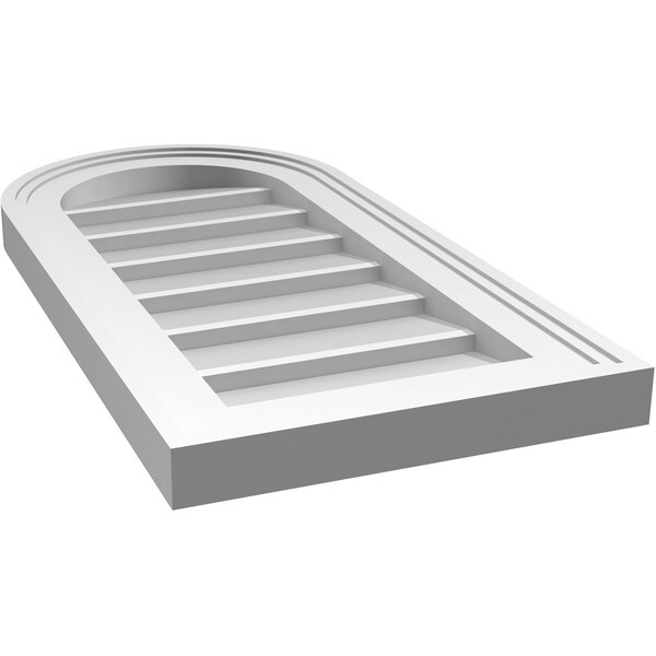 Ekena Millwork Round Top Surface Mount PVC Gable Vent w/ 2"W x 1-1/2"P Brickmould Frame, 12"W x 24"H - GVPRT12X2402SN