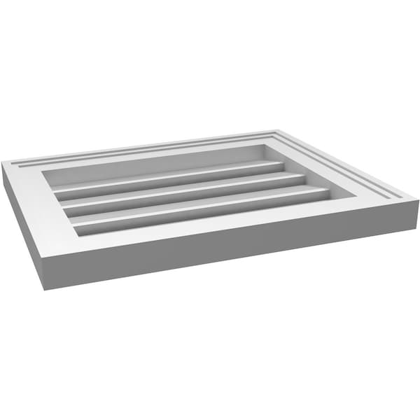 Ekena Millwork Vertical Surface Mount PVC Gable Vent: Functional, w/ 2"W x 1-1/2"P Brickmould Frame, 18"W x 14"H - GVPVE18X1402SF