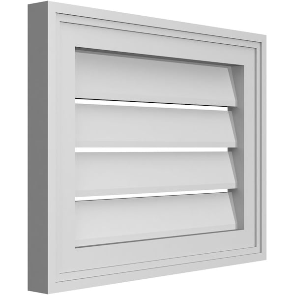 Ekena Millwork Vertical Surface Mount PVC Gable Vent: Functional, w/ 2"W x 1-1/2"P Brickmould Frame, 18"W x 14"H - GVPVE18X1402SF