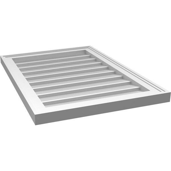 Ekena Millwork Vertical Surface Mount PVC Gable Vnt: Non-Functional, w/2"W x 1-1/2"H, Brickmould Frame, 20"W x 28"H - GVPVE20X2802SN