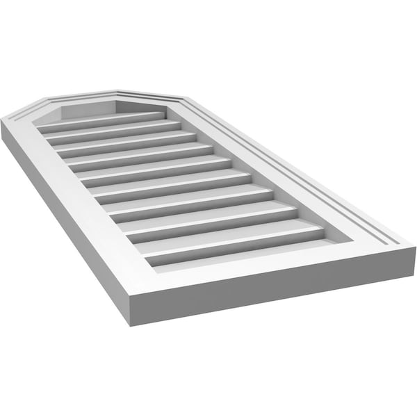 Ekena Millwork Octagonal Top Surface Mount PVC Gable Vent w/ 2"W x 1-1/2"P Brickmould Frame, 14"W x 32"H - GVPOT14X3202SF