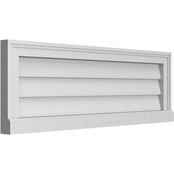 Ekena Millwork Vertical Surface Mount PVC Gable Vent w/ 2"W x 2"H , Brickmould Sill Frame, 36"W x 12"H - GVPVE36X1203SN