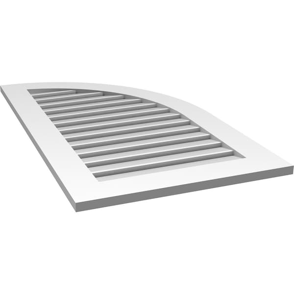 Ekena Millwork Quarter Round Top Right Surface Mount PVC Gable Vent w/ 3-1/2"W x 1"P Standard Frame, 24"W x 42"H - GVPQR24X4201SF