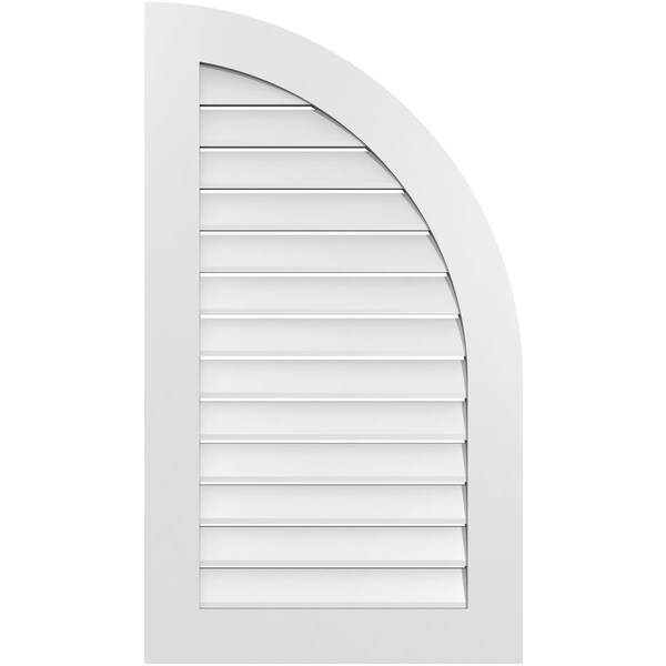 Ekena Millwork Quarter Round Top Right Surface Mount PVC Gable Vent w/ 3-1/2"W x 1"P Standard Frame, 24"W x 42"H - GVPQR24X4201SF