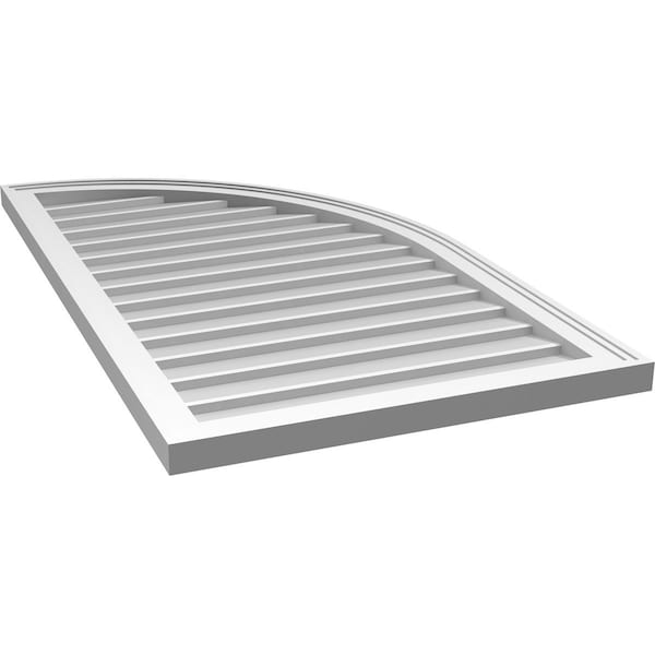 Ekena Millwork Quarter Round Top Right Surface Mount PVC Gable Vent w/ 2"W x 2"P Brickmould Sill Frame, 24"W x 42"H - GVPQR24X4203SN