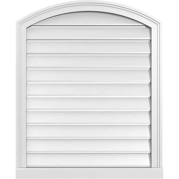 Ekena Millwork Arch Top Surface Mount PVC Gable Vent w/ 2"W x 2"P Brickmould Sill Frame, 28"W x 32"H - GVPAR28X3203SN