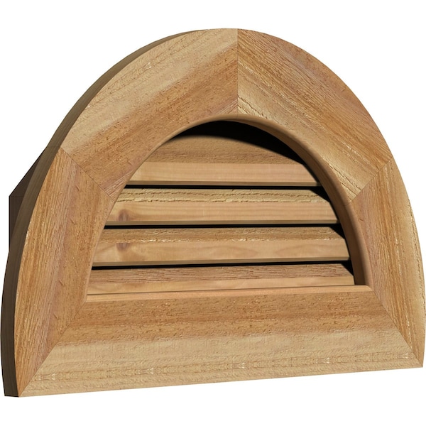 Ekena Millwork Half Round Gable Vent Functional Western Red Cedar Gable Vent w/1" x 4" Flat Trim Frame, 28"W x 14"H - GVWHR28X1401RFUWR