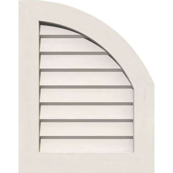 Ekena Millwork Quarter Round Top Right Non-Functional, PVC Gable Vent w/ 1" x 4" Flat Trim Frame, 08"W x 30"H - GVPQR08X3001DUN