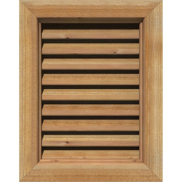 Ekena Millwork Vertical Gable Vent Functional, Western Red Cedar Gable Vent w/ Brick Mould Face Frame, 26"W x 26"H - GVWVE26X2600RFUWR