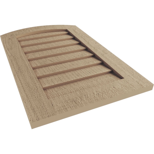 Ekena Millwork Timberthane Rough Cedar Arch Top Faux Wood Non-Functional Gable Vent, Primed Tan, 26"W x 48"H - GVURAR26X48DRCPR