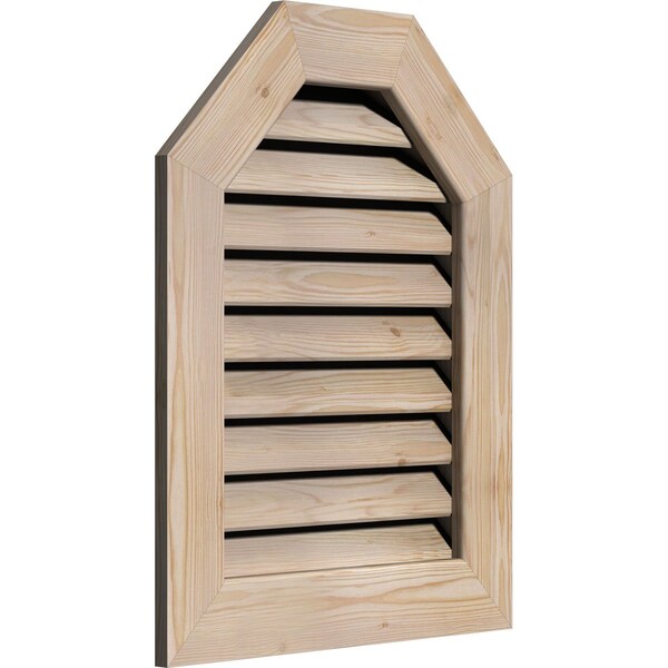 Ekena Millwork Octagonal Top Gable Vent Functional, Pine Gable Vent w/ 1" x 4" Flat Trim Frame, 36"W x 32"H - GVWOT36X3201SFUPI