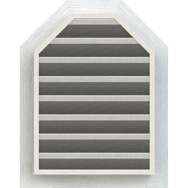Ekena Millwork Octagonal Top Gable Vent Western Red Cedar Gable Vent w/1" x 4" Flat Trim Frame, 24"W x 36"H - GVWOT24X3601RFPWR