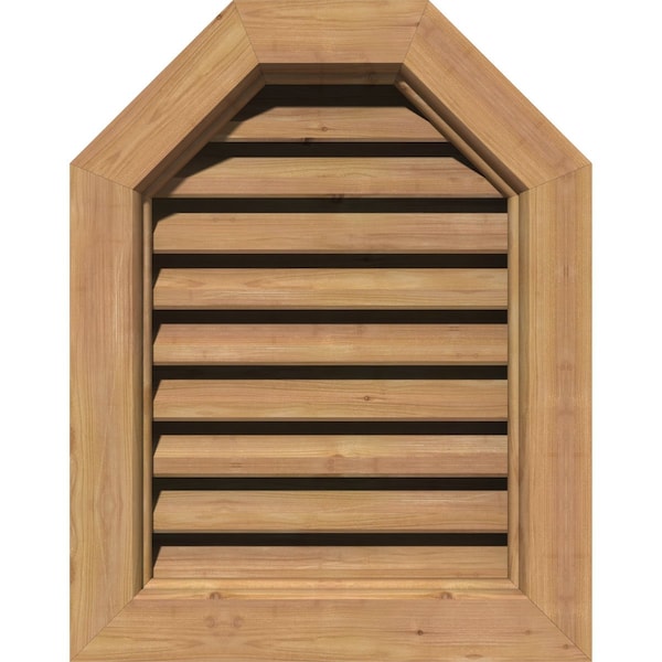 Ekena Millwork Octagonal Top Gable Vent Western Red Cedar Gable Vent w/Brick Mould Face Frame, 36"W x 36"H - GVWOT36X3600SFUWR