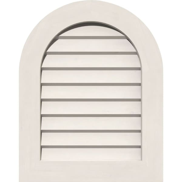 Ekena Millwork Round Top Gable Vent Non-Functional, PVC Gable Vent w/ 1" x 4" Flat Trim Frame, 24"W x 24"H - GVPRT24X2401DUN
