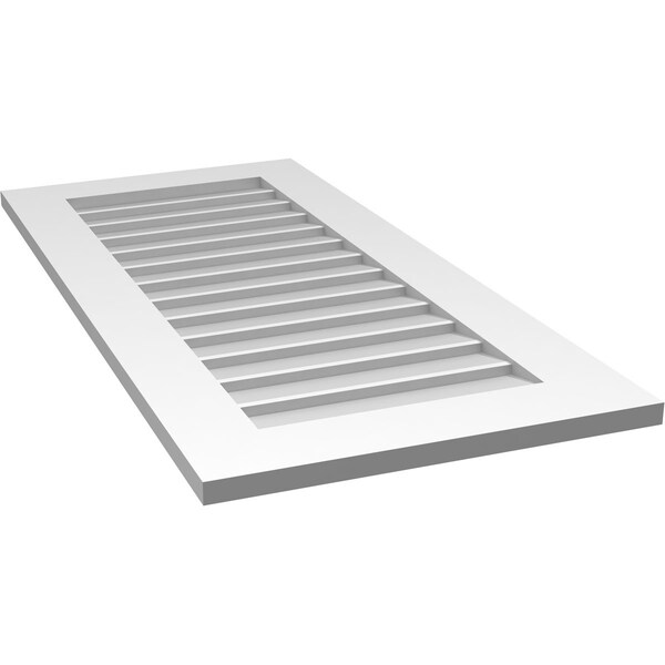 Ekena Millwork Vertical Surface Mount PVC Gable Vent: Non-Functional, w/ 3-1/2"W x 1"P Standard Frame, 20"W x 42"H - GVPVE20X4201SN