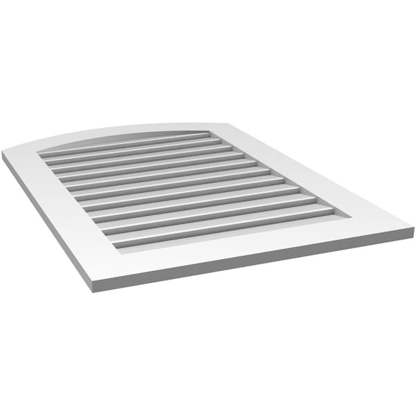 Ekena Millwork Arch Top Surface Mount PVC Gable Vent: Non-Functional, w/ 3-1/2"W x 1"P Standard Frame, 28"W x 36"H - GVPAR28X3601SN