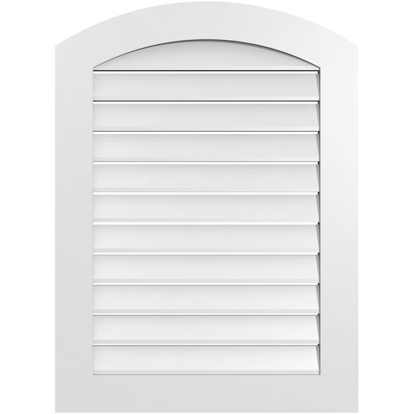 Ekena Millwork Arch Top Surface Mount PVC Gable Vent: Non-Functional, w/ 3-1/2"W x 1"P Standard Frame, 28"W x 36"H - GVPAR28X3601SN