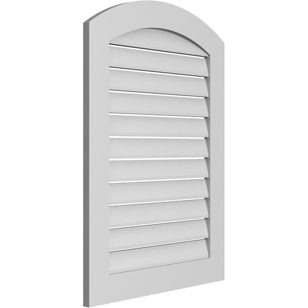 Ekena Millwork Arch Top Surface Mount PVC Gable Vent: Non-Functional, w/ 3-1/2"W x 1"P Standard Frame, 28"W x 36"H - GVPAR28X3601SN