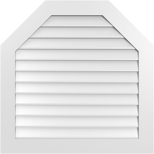 Ekena Millwork Octagonal Top Surface Mount PVC Gable Vent w/ 3-1/2"W x 1"P Standard Frame, 36"W x 36"H - GVPOT36X3601SN