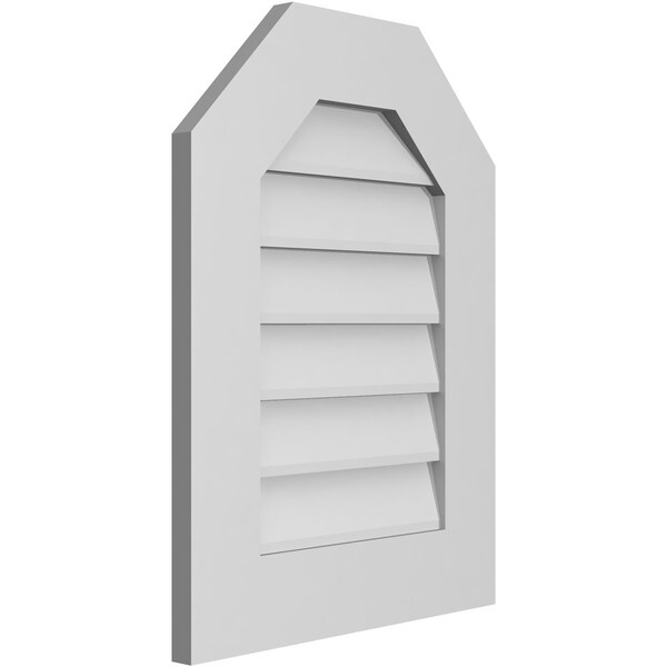 Ekena Millwork Octagonal Top Surface Mount PVC Gable Vent w/ 3-1/2"W x 1"P Standard Frame, 18"W x 24"H - GVPOT18X2401SN