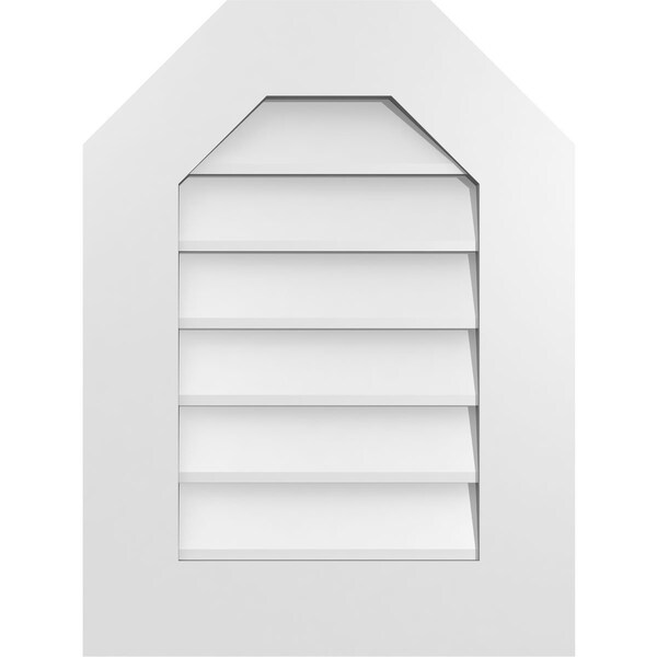 Ekena Millwork Octagonal Top Surface Mount PVC Gable Vent w/ 3-1/2"W x 1"P Standard Frame, 18"W x 24"H - GVPOT18X2401SN