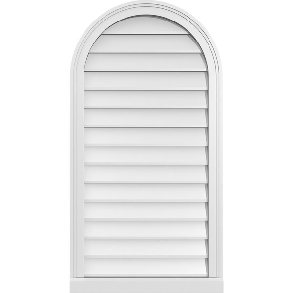 Ekena Millwork Round Top Surface Mount PVC Gable Vent w/ 2"W x 2"P Brickmould Sill Frame, 22"W x 42"H - GVPRT22X4203SN