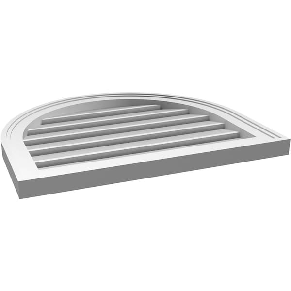 Ekena Millwork Round Top Surface Mount PVC Gable Vent: Functional, w/ 2"W x 1-1/2"P Brickmould Frame, 24"W x 20"H - GVPRT24X2002SF