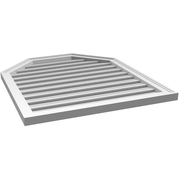 Ekena Millwork Octagonal Top Surface Mount PVC Gable Vent w/ 2"W x 1-1/2"P Brickmould Frame, 30"W x 34"H - GVPOT30X3402SF