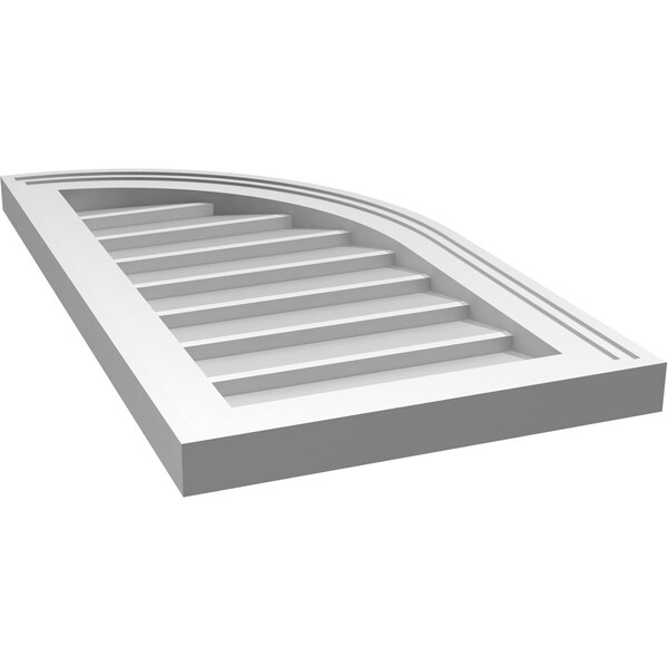 Ekena Millwork Quarter Round Top Right Surface Mount PVC Gable Vent w/ 2"W x 1-1/2"P Brickmould Frame, 14"W x 26"H - GVPQR14X2602SN
