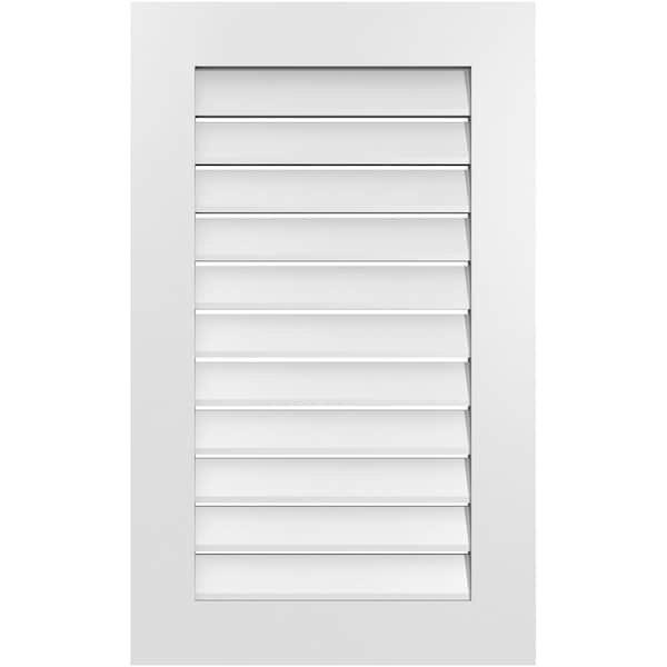 Ekena Millwork Vertical Surface Mount PVC Gable Vent: Functional, w/ 3-1/2"W x 1"P Standard Frame, 22"W x 36"H - GVPVE22X3601SF