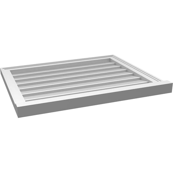 Ekena Millwork Vertical Surface Mount PVC Gable Vent w/ 2"W x 2"H , Brickmould Sill Frame, 30"W x 24"H - GVPVE30X2403SN