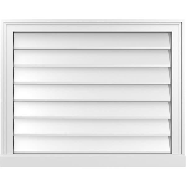 Ekena Millwork Vertical Surface Mount PVC Gable Vent w/ 2"W x 2"H , Brickmould Sill Frame, 30"W x 24"H - GVPVE30X2403SN