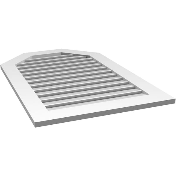 Ekena Millwork Octagonal Top Surface Mount PVC Gable Vent: Functional, w/ 3-1/2"W x 1"P Standard Frame, 28"W x 42"H - GVPOT28X4201SF