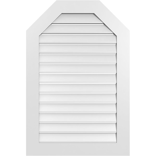 Ekena Millwork Octagonal Top Surface Mount PVC Gable Vent: Functional, w/ 3-1/2"W x 1"P Standard Frame, 28"W x 42"H - GVPOT28X4201SF