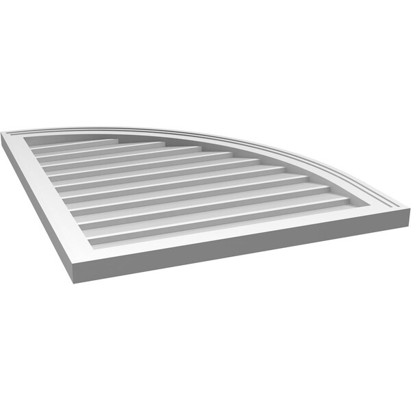 Ekena Millwork Quarter Round Top Right Surface Mount PVC Gable Vent w/ 2"W x 2"P Brickmould Sill Frame, 26"W x 32"H - GVPQR26X3203SN