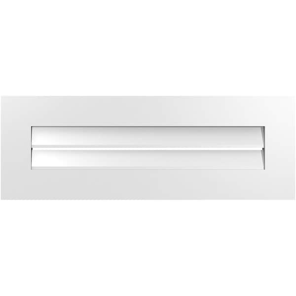 Ekena Millwork Vertical Surface Mount PVC Gable Vent: Functional, w/ 3-1/2"W x 1"P Standard Frame, 34"W x 12"H - GVPVE34X1201SF