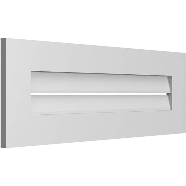 Ekena Millwork Vertical Surface Mount PVC Gable Vent: Functional, w/ 3-1/2"W x 1"P Standard Frame, 34"W x 12"H - GVPVE34X1201SF