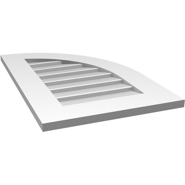 Ekena Millwork Quarter Round Top Right Surface Mount PVC Gable Vent w/ 3-1/2"W x 1"P Standard Frame, 18"W x 28"H - GVPQR18X2801SN