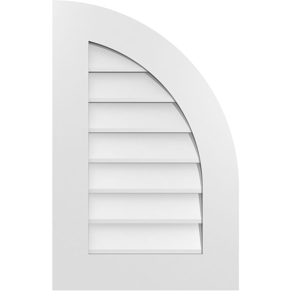 Ekena Millwork Quarter Round Top Right Surface Mount PVC Gable Vent w/ 3-1/2"W x 1"P Standard Frame, 18"W x 28"H - GVPQR18X2801SN